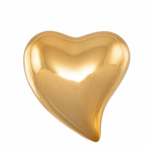 Hjerte porselen gull 4,2x4,5x2cm