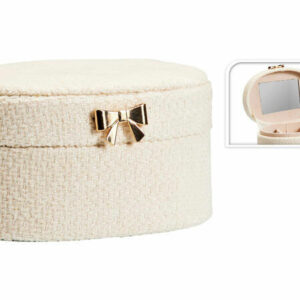 Smykkeskrin Offwhite fløyel 12x6,5x10cm