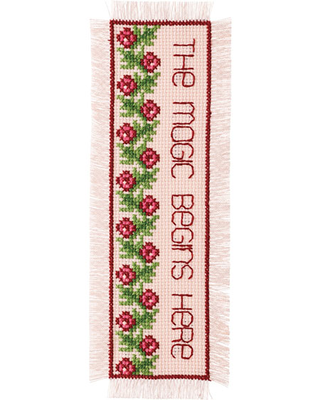 Broderisett bokmerke - the magic begins here