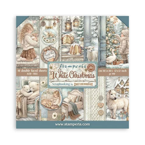 Stamperia White Christmas 12x12 Inch Paper Pack