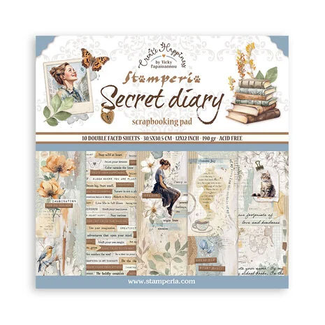 Stamperia Create Happiness Secret Diary 12x12 Inch Paper Pack