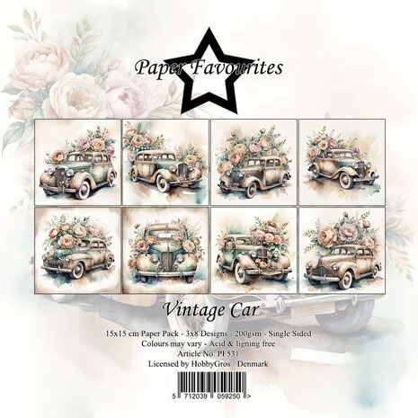 Paper Favourites Vintage Car 6x6 Inch Paper Pad
