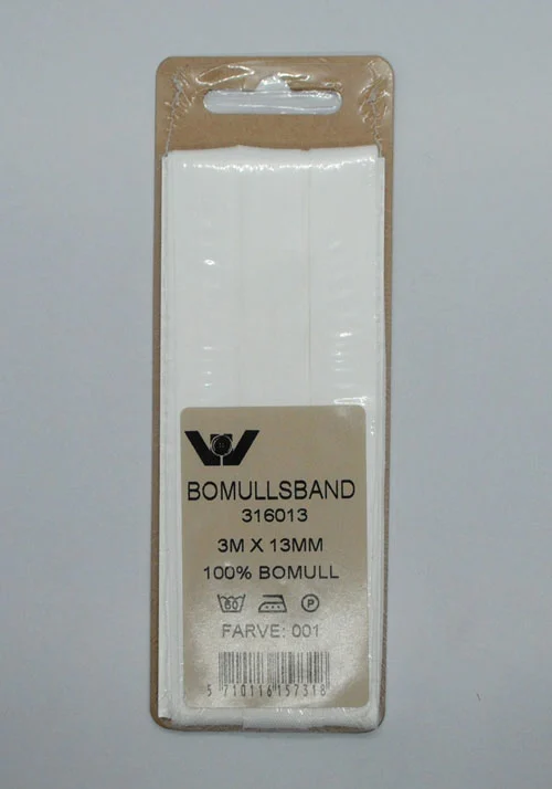 Bendelbånd 13mm, 3m - hvit