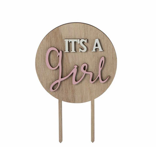 Skilt 'It's A Girl' D10 cm rose